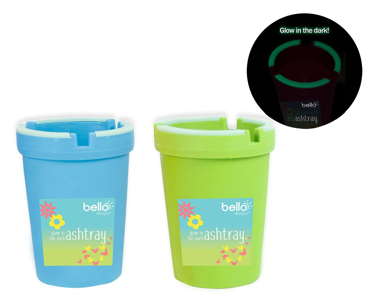 Ashtray Glow in the Dark Smoking Smoker Bar Home Outdoor Pack of