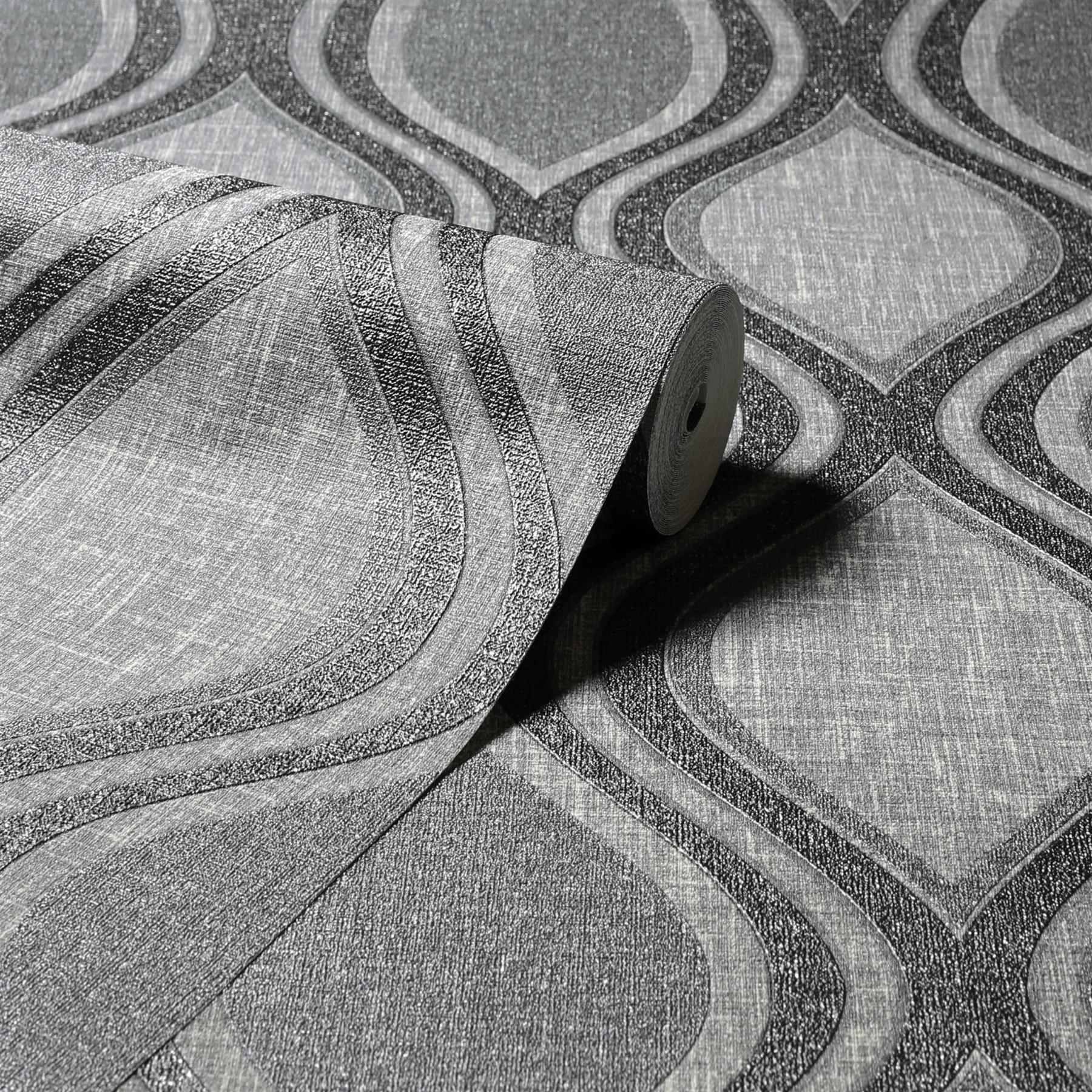 Curve Charcoal Wallpaper Arthouse Heavy Weight Vinyl Textured Paste The