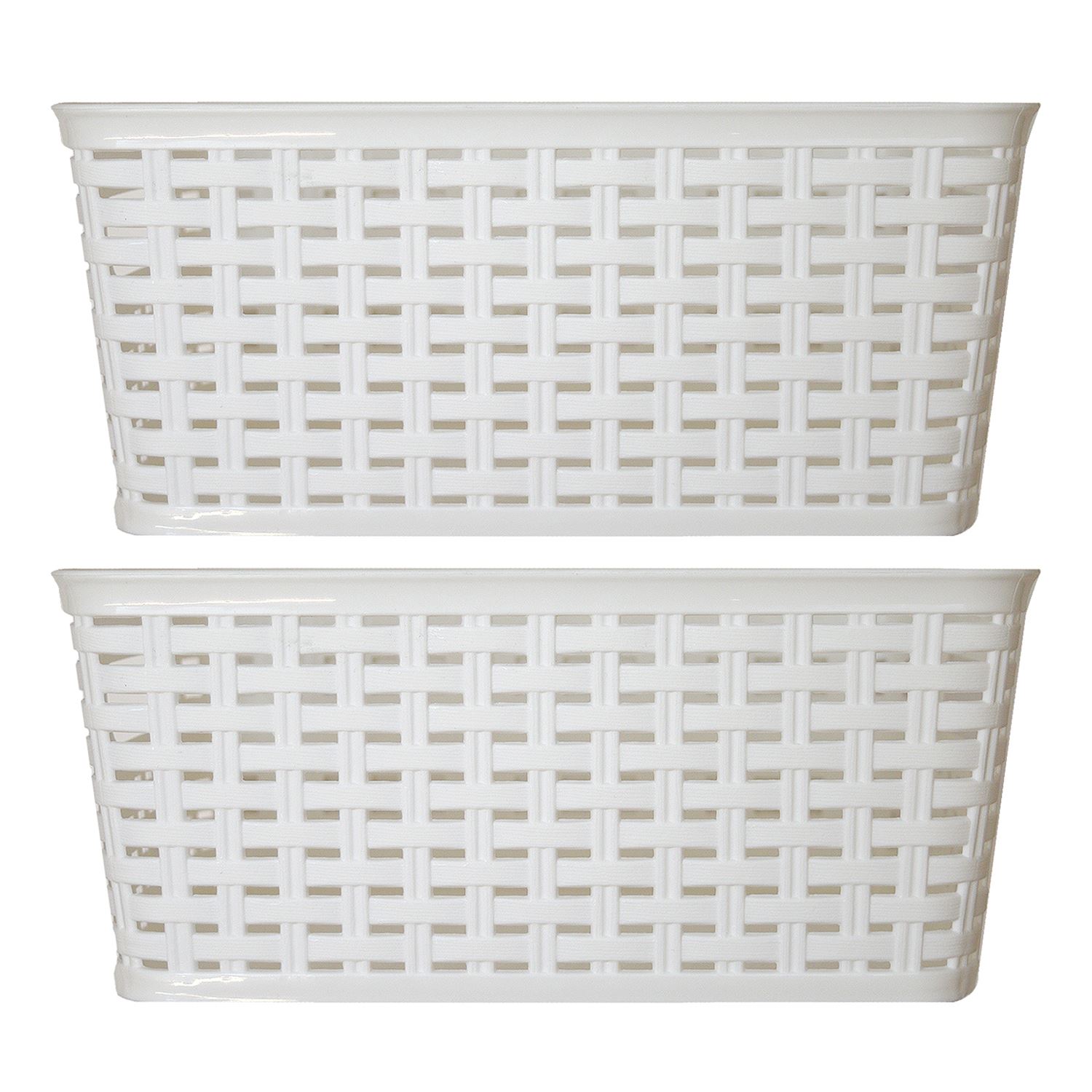 2x Rattan Storage Basket White Home Desk Workplace Office Supplies