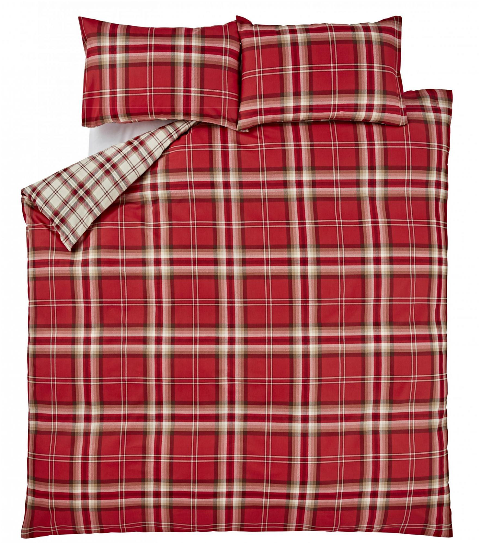 Catherine Lansfield Duvet Set Reversible Check Bedding Red Pillowcase Curtains eBay