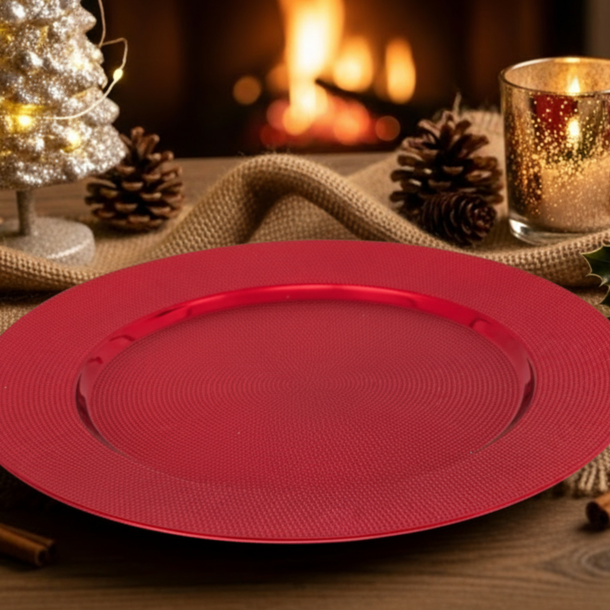 Christmas Dinner Charger Plate Set of 6 Metallic Embossed Table Decoration - Picture 15 of 25