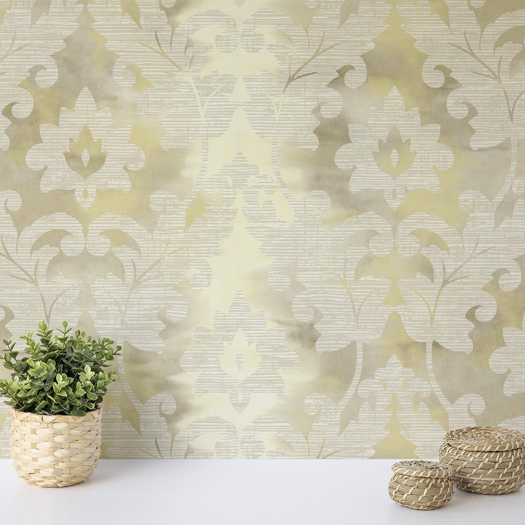 Wallquest Villa Rosa Damask Leaf Wallpaper Floral Leaves Acrylic Coated Stylish - Picture 3 of 25