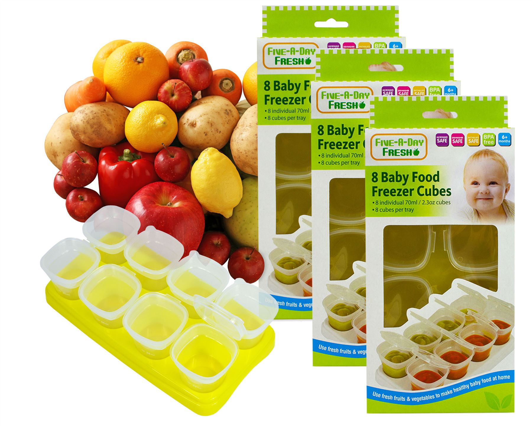 Ollas de comida para destete para bebés congelador tinas bandeja apilable cubos contenedores sin BPA - Imagen 8 de 11
