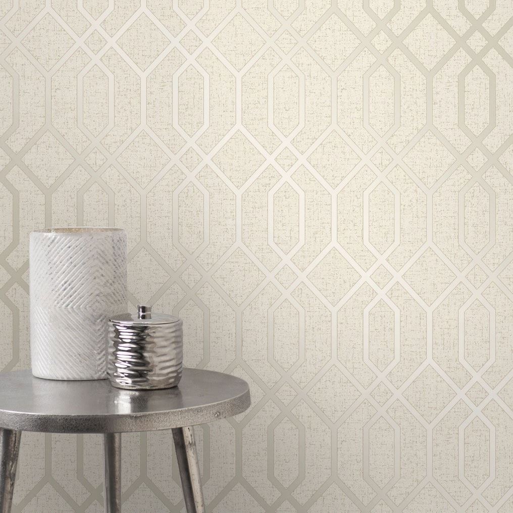 Quartz Trellis Wallpaper By Fine Décor Geometric Embossed Glittery