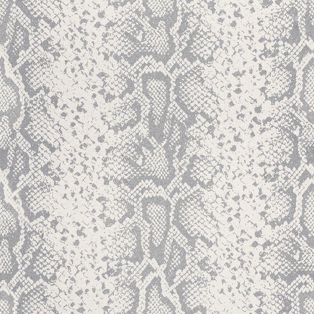 Silver Grey Glitter Animal Print Snake Skin Wallpaper Textured Metallic