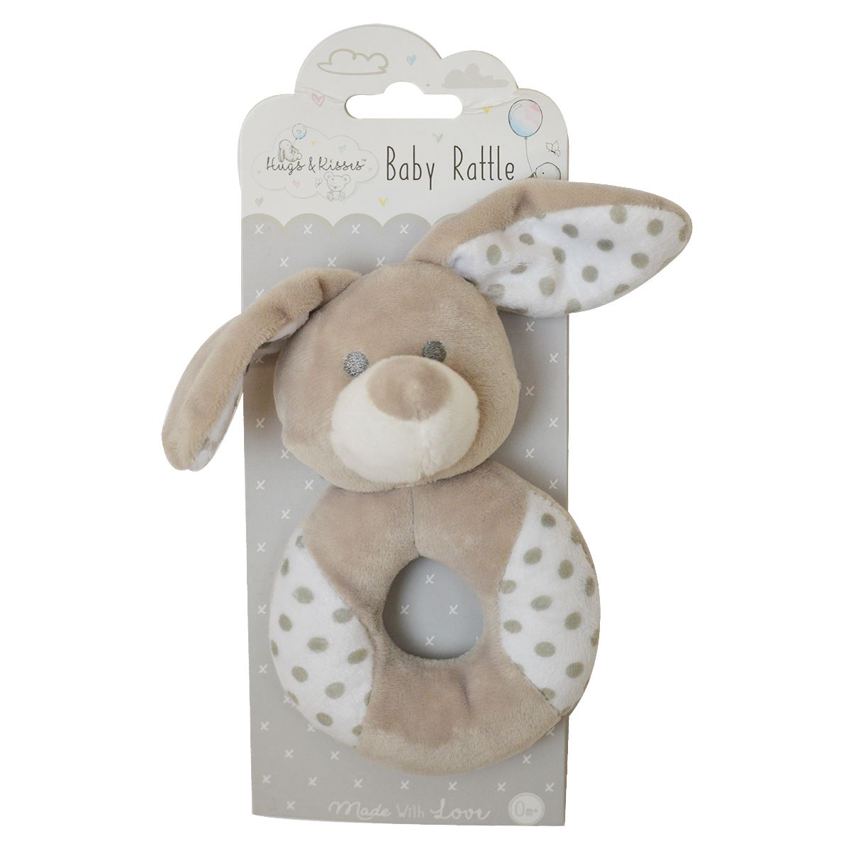 Baby Girl Boy Rattle Pink Grey Blue Bunny Teddy Bear Soft Plush Newborn Babies