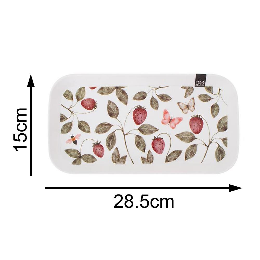 Eucalyptus Strawberry Serving Tray Tea Coffee Mugs Plastic Dish Floral Print - Picture 13 of 13