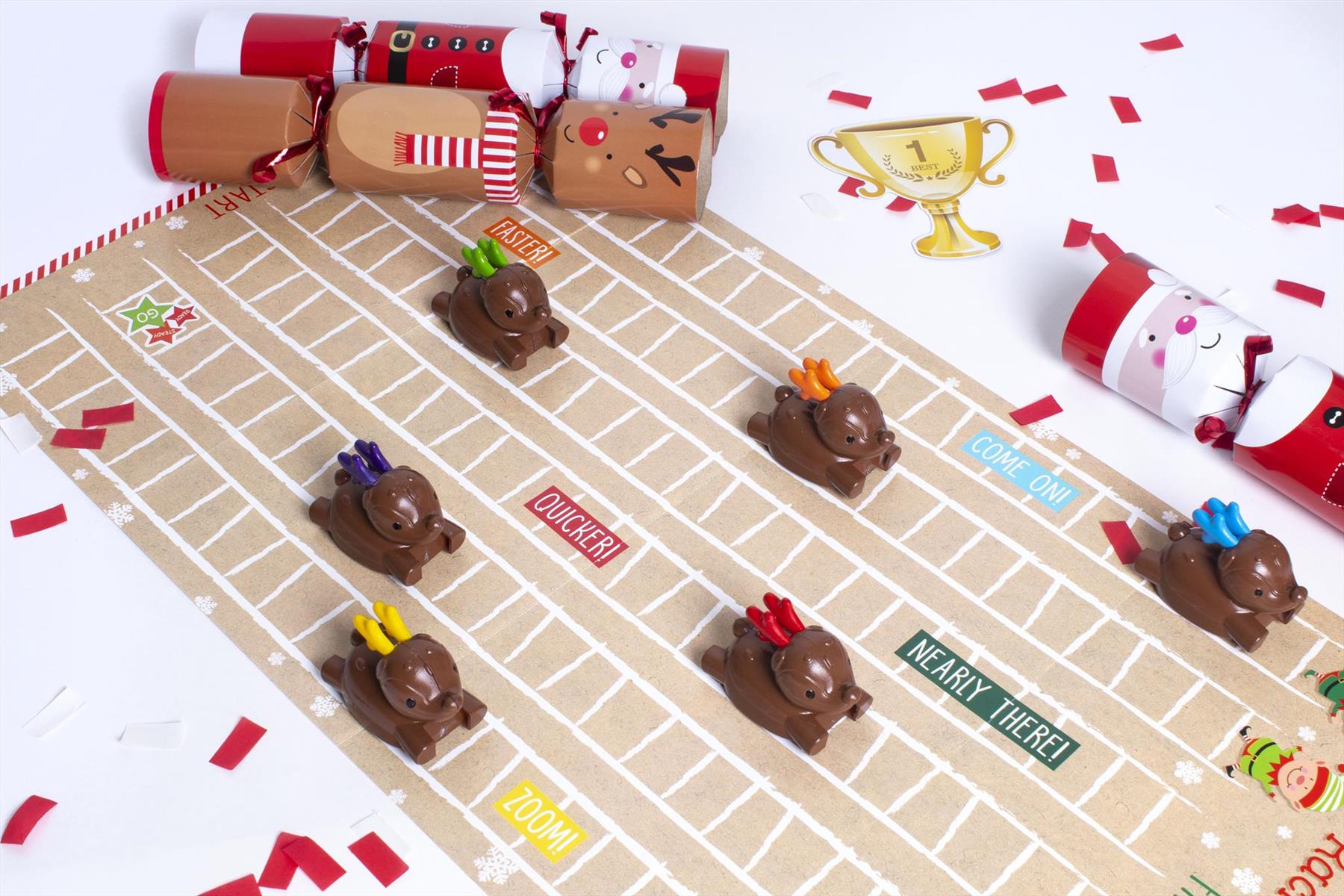 6 Christmas Crackers Family Xmas Eve Game Racing Reindeer , Santa Elf - Picture 7 of 8