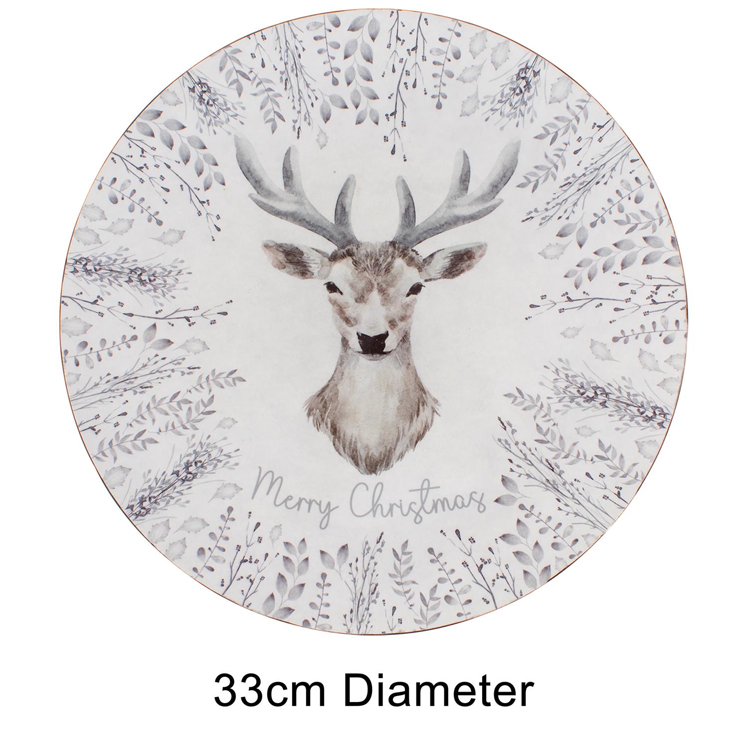 Christmas Tableware Set Grey Stag Design Full Table Setting Ceramic Table Decor - Picture 25 of 51