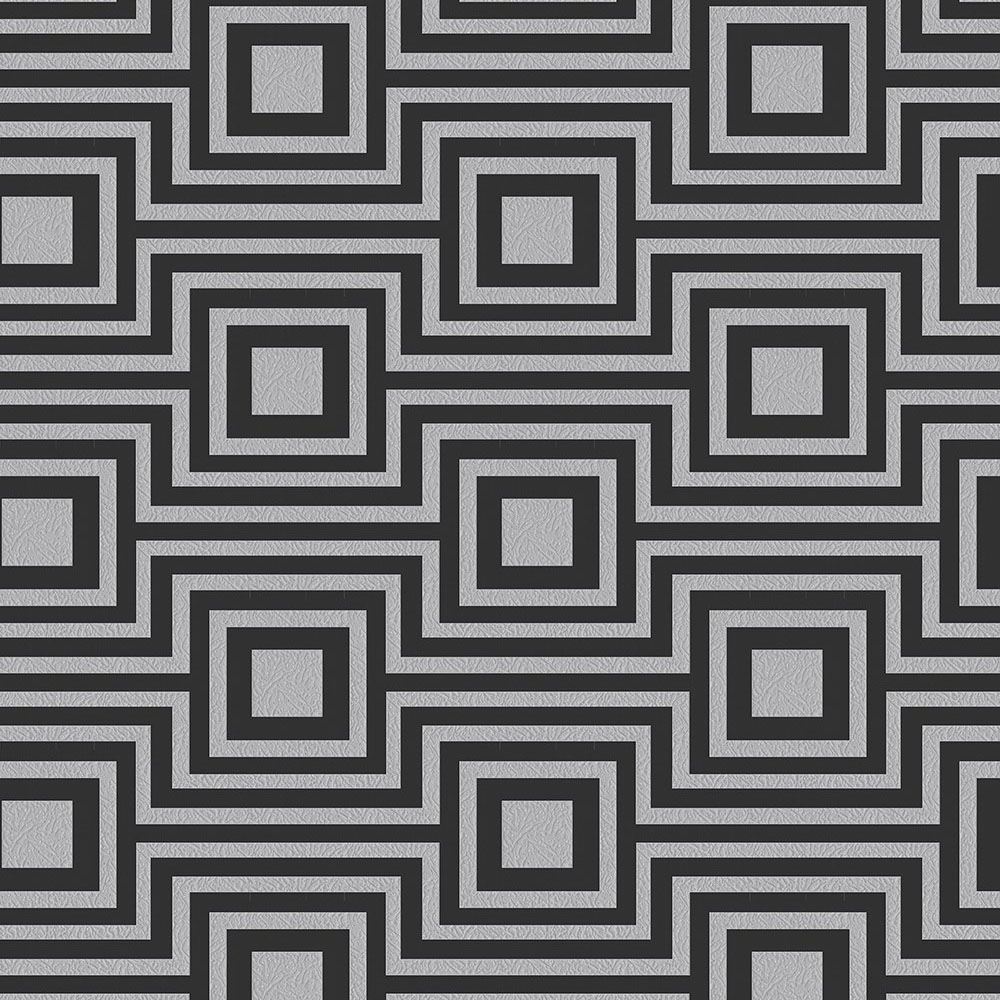 Geometric Metallic Wallpaper Charcoal Silver Heavyweight Textured Vinyl Modena