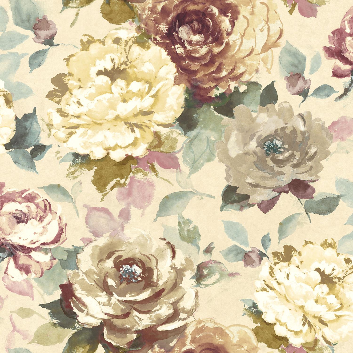 Wallquest Villa Rosa Floral Chintz Wallpaper Botanical Stylish Acrylic Coated - Picture 2 of 22