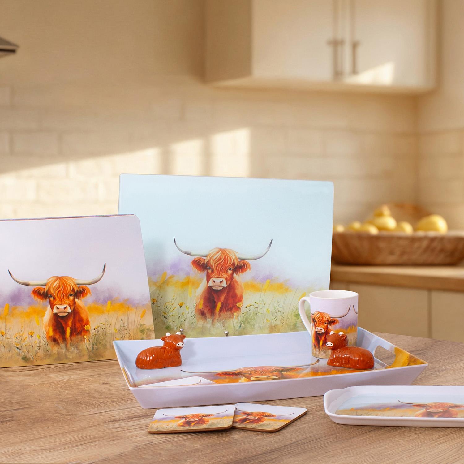 Accessori cucina pranzo a tema mucca Highland tazze vassoi sottobicchieri tovagliette - Foto 40 di 72