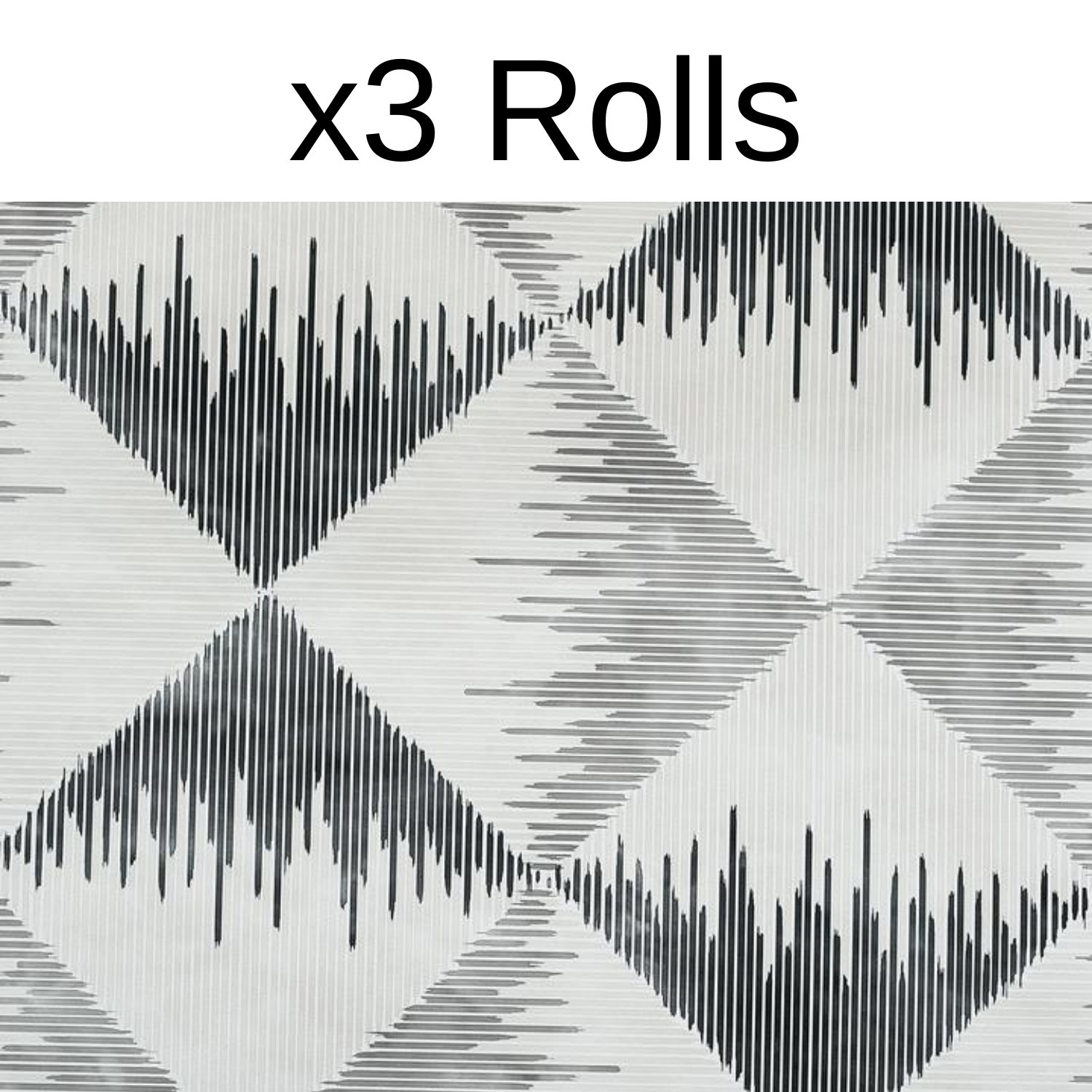 x3 Rolls Aztec Geometric Mono Black And White Wallpaper Diamond Design Striped