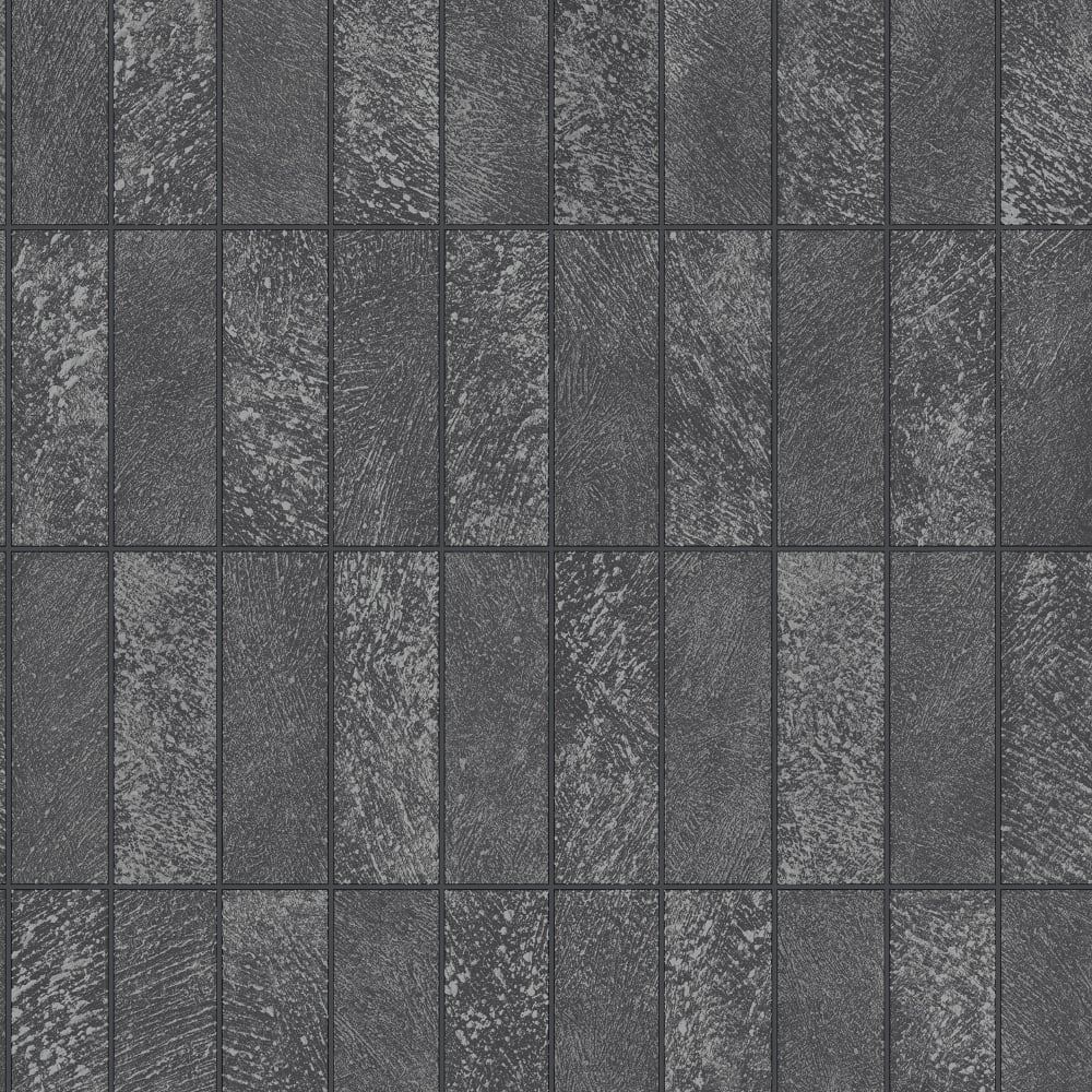 Tile Effect Wallpaper Kitchen Bathroom Brick Slate Embossed Vinyl Black