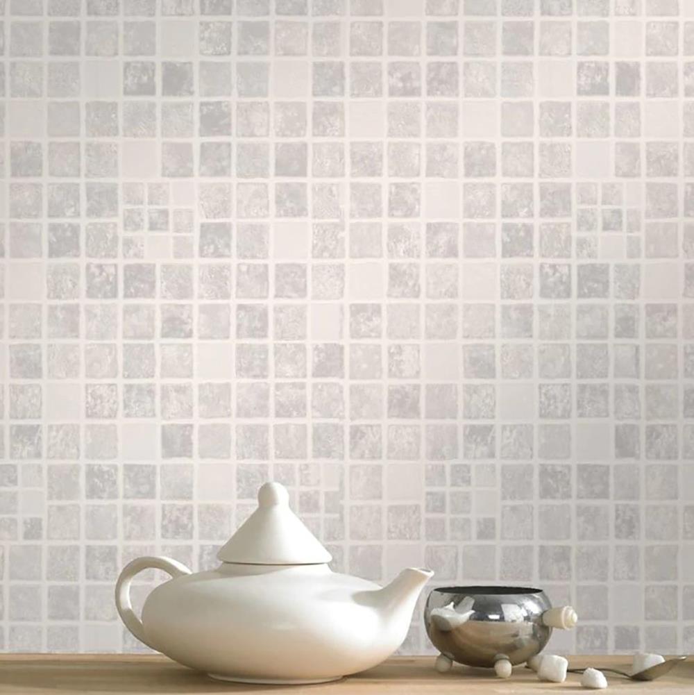 Earthen Tile Effect Grey Wallpaper Superfresco Bathroom Kitchen