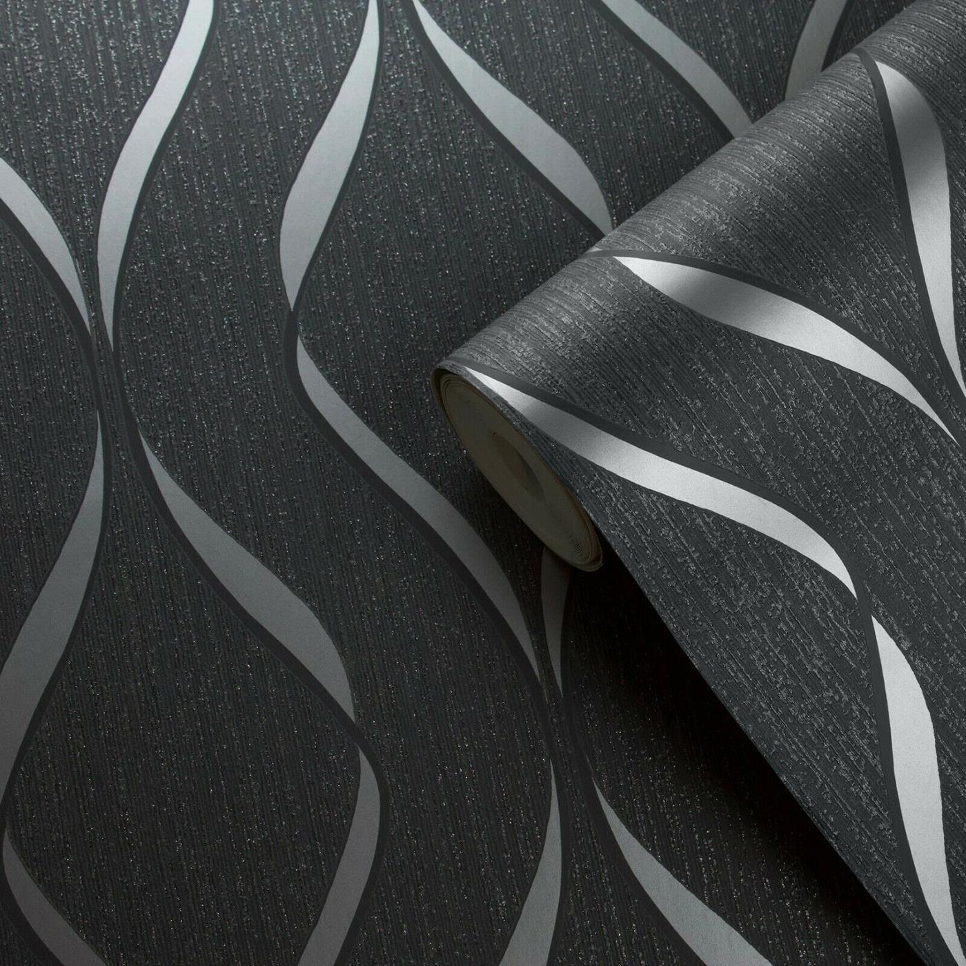 Heavyweight Blown Vinyl Indra Wave Wallpaper Geometric Modern Wallcovering - Picture 9 of 18