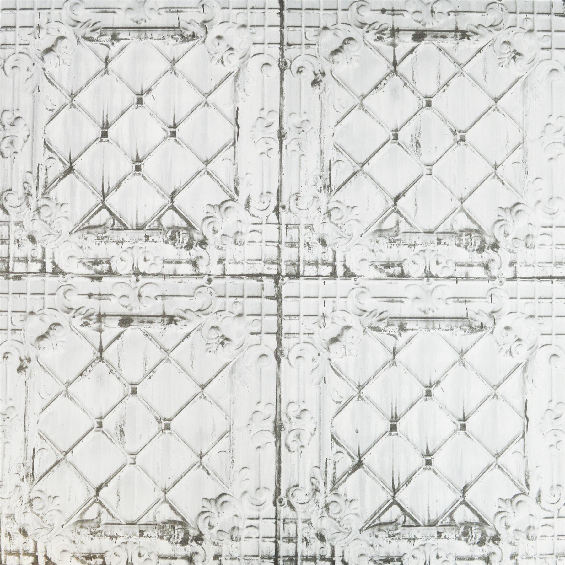 Tin Tile Wallpaper Ornamental Grey Green Offwhite Paste The Wall Textured Vinyl eBay