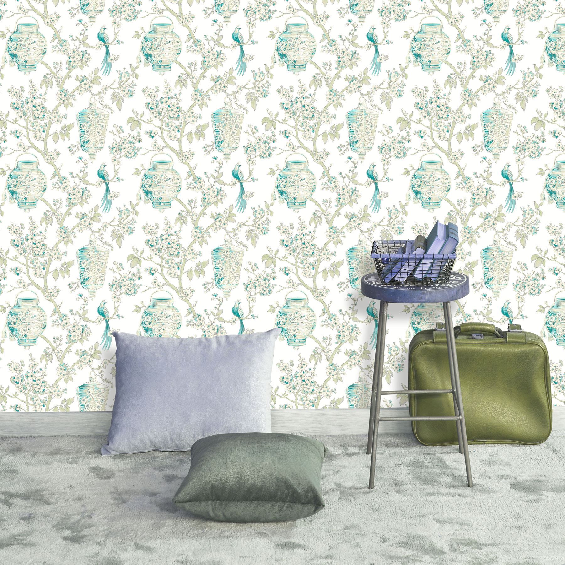 Linternas Flor Pajaro Oriental Wallpaper Mirabelle Una Calle