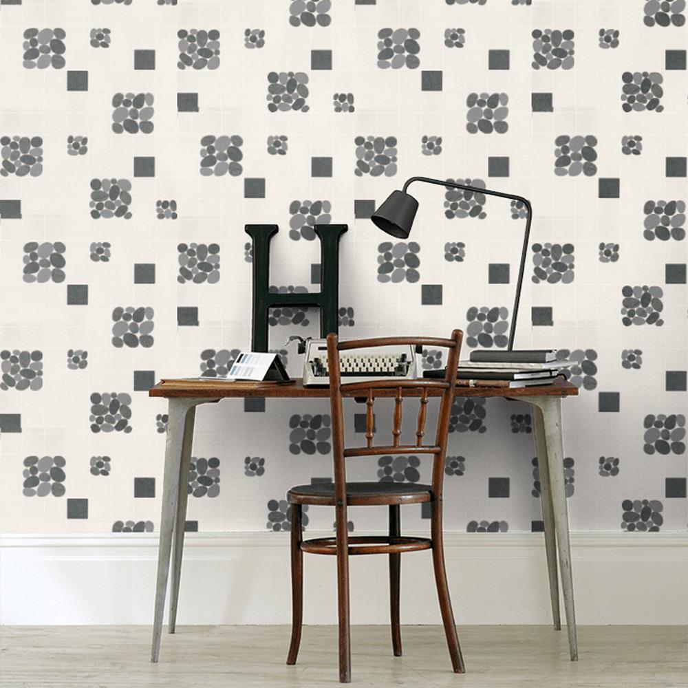 Cocina Baño Azulejo Piedra Papel Tapiz Lavable Vinilo Negro Blanco