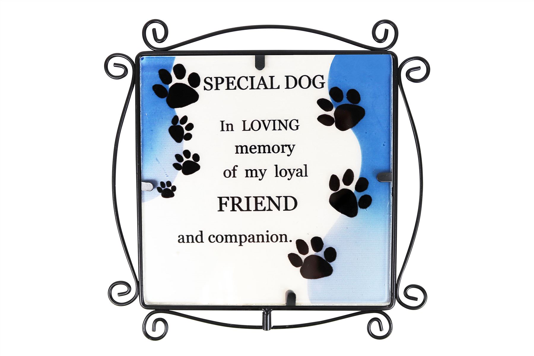 Glass Pet Grave Memorial Plaque Metal Stake Extendable Ornament Dog or