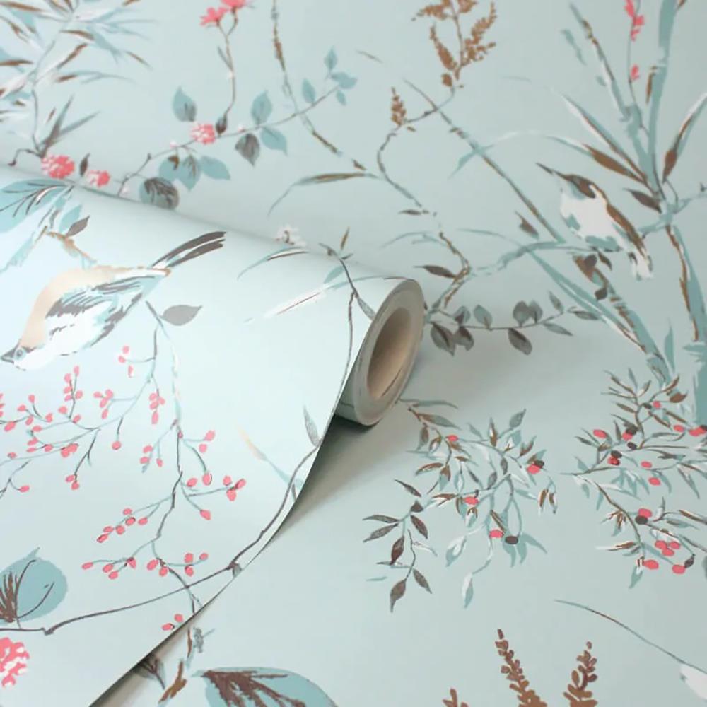 Papel Pintado Floral Corona Mariko Árbol Pájaro Metálico Elegante Moda Característica Pared - Imagen 6 de 19