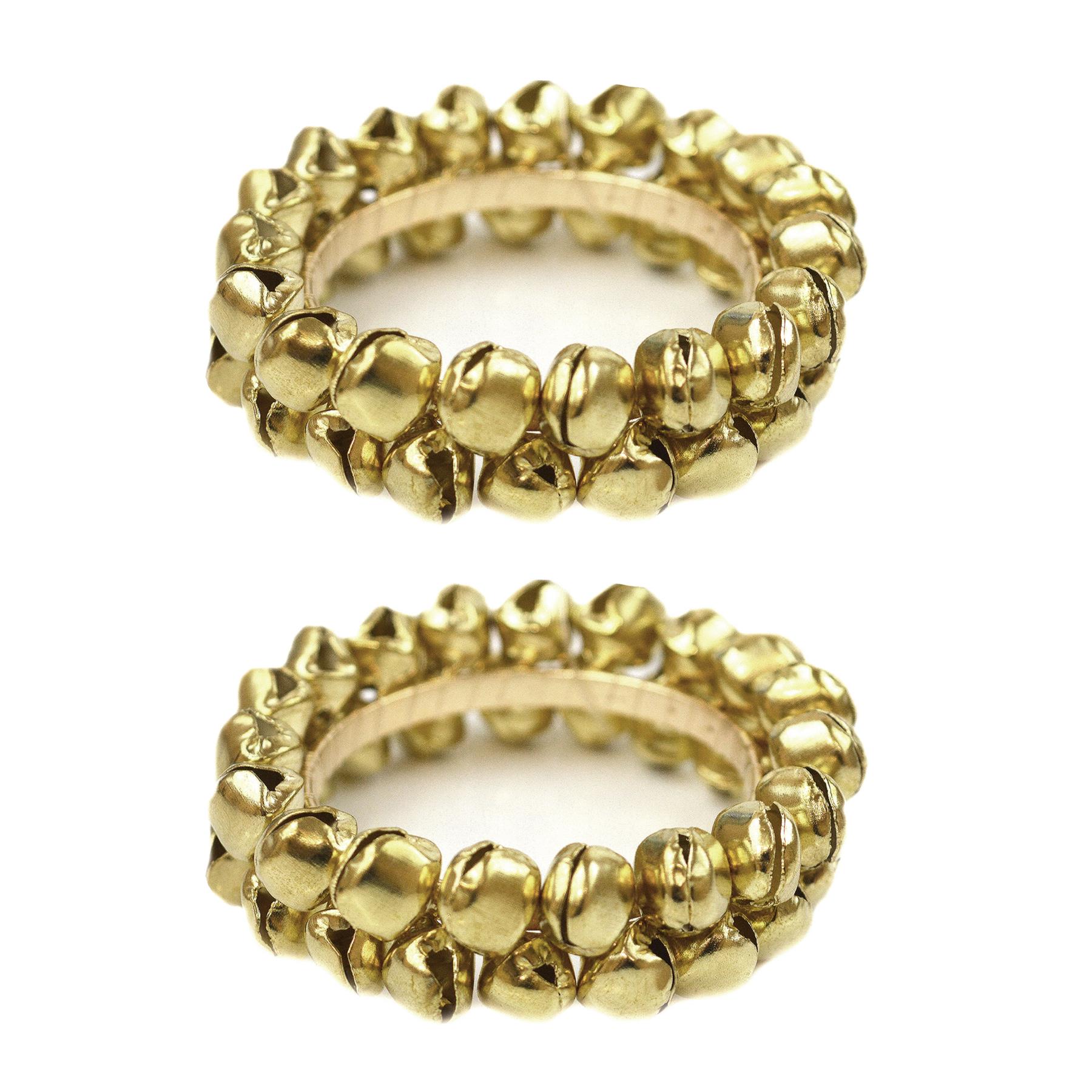 6 Napkin Rings Silver Gold Jingle Bells Metal Christmas Xmas Party