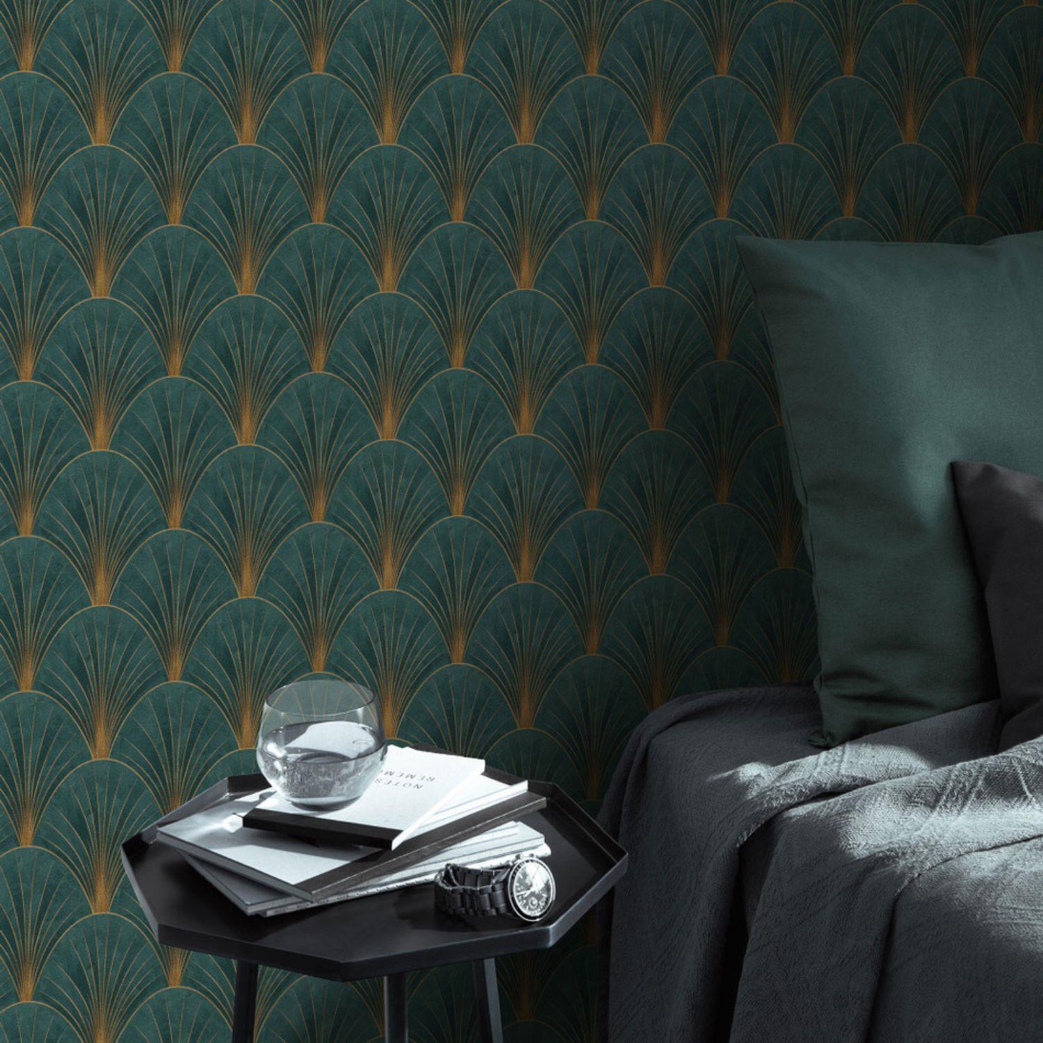 Erismann Blue/Green Art Deco Avant Garde Wallpaper - Picture 12 of 16