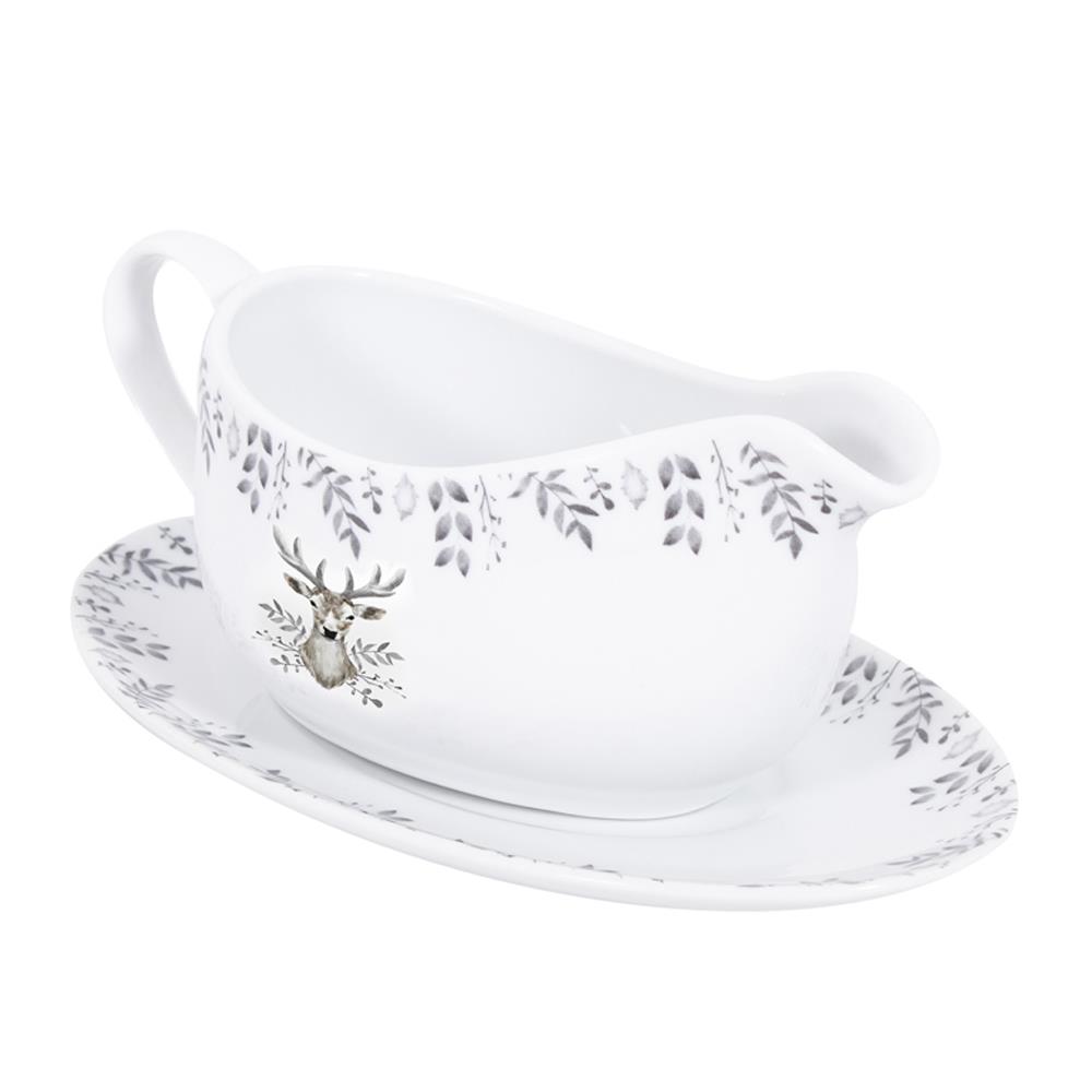 Christmas Tableware Set Grey Stag Design Full Table Setting Ceramic Table Decor - Picture 41 of 51