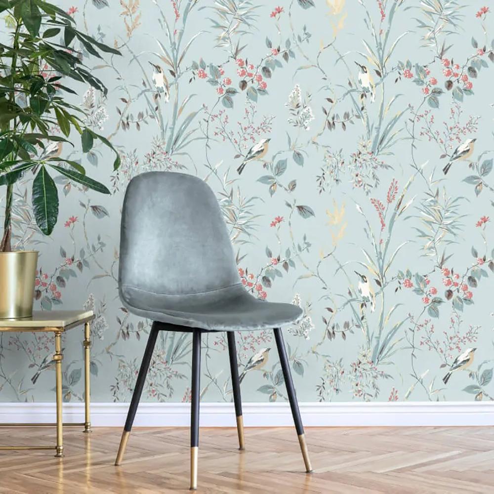 Papel Pintado Floral Corona Mariko Árbol Pájaro Metálico Elegante Moda Característica Pared - Imagen 3 de 19
