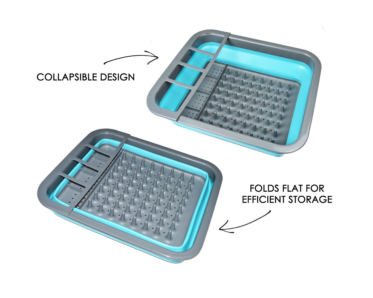 Baby Milk Bottle Drying Rack Adjustable Compact Collapsible BPA Free Grey Blue