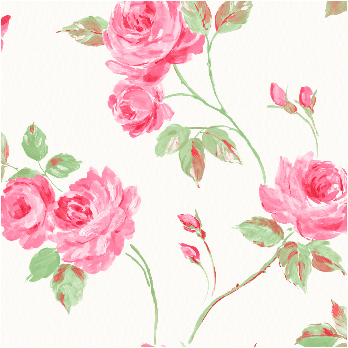 Pink Floral Wallpaper White Watercolour Rose Smooth Matt Bedroom Feature Wall