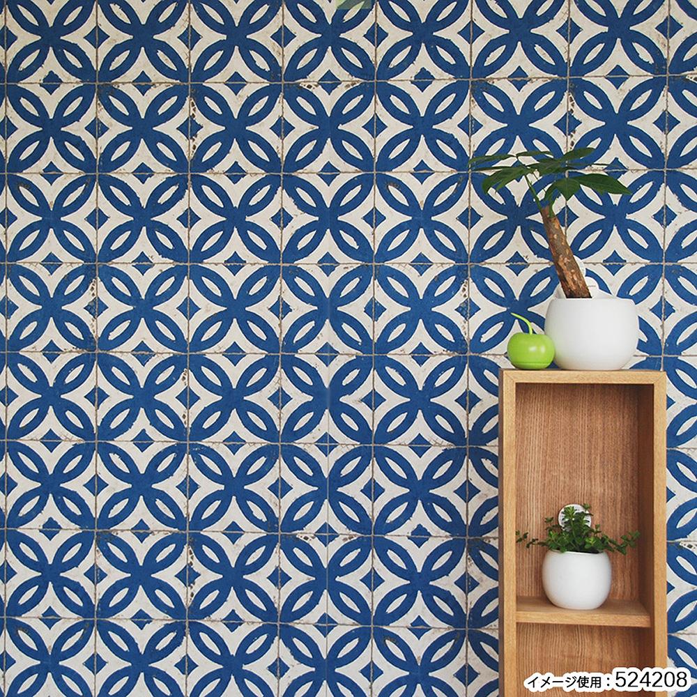 Blue White Tile Effect Wallpaper Vintage Realistic Abstract Floral