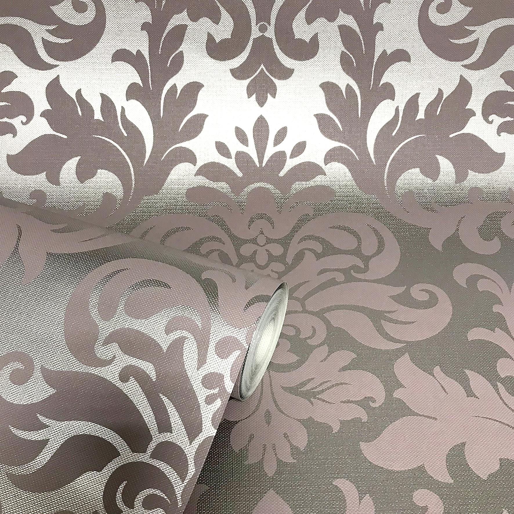 Rasch Platina Silver Grey Rose Gold Damask Textured Wallpaper eBay