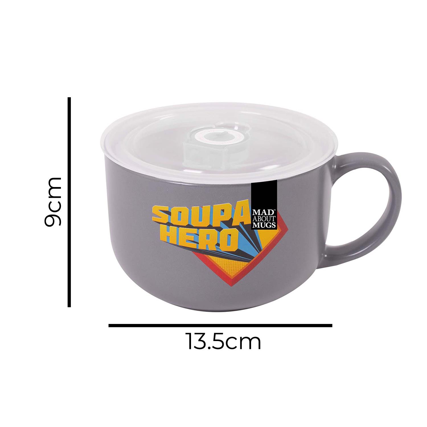 Soup Mug Bowl Dish Silicone Lid Vent Microwaveable Bone China Blue Pink 750ml - Picture 5 of 18