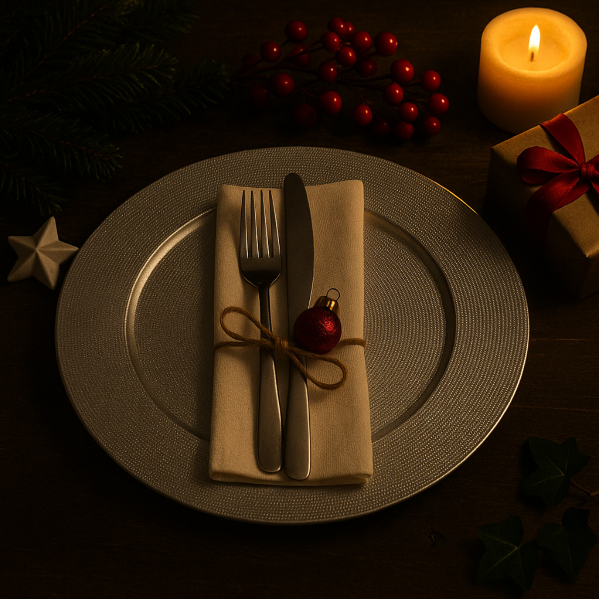 Christmas Dinner Charger Plate Set of 6 Metallic Embossed Table Decoration - Picture 22 of 25