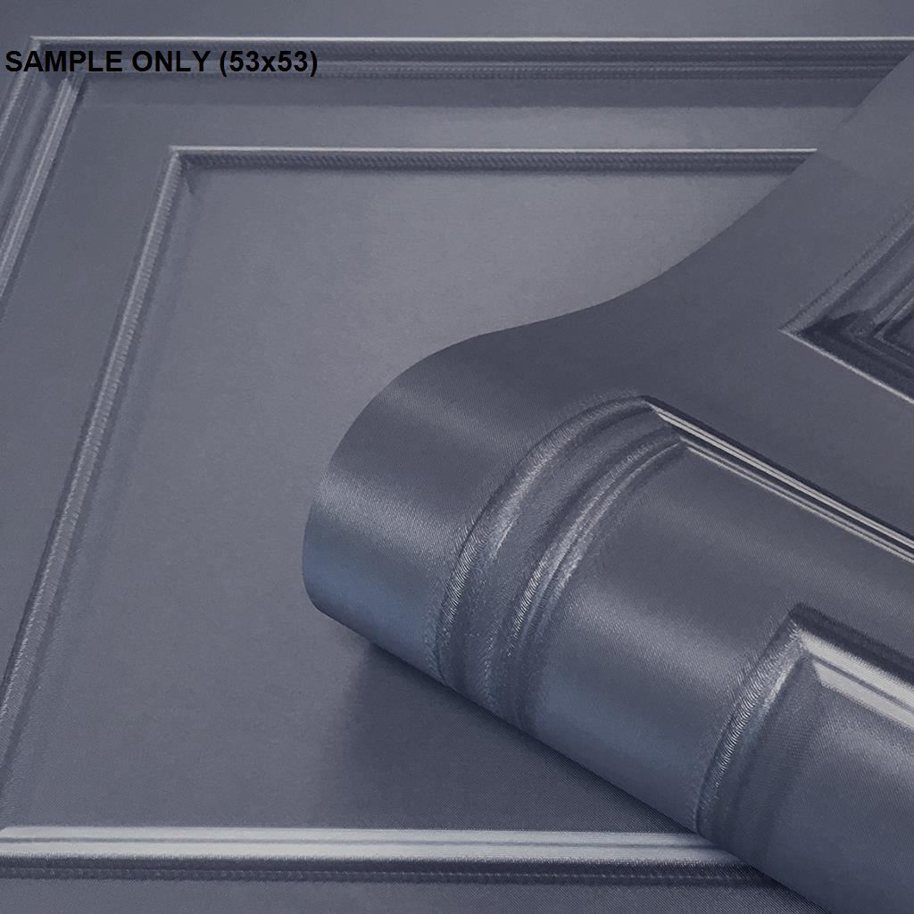 Belgravia Amara Wood Panel Effect Wallpaper Textured Vinyl Navy Silver