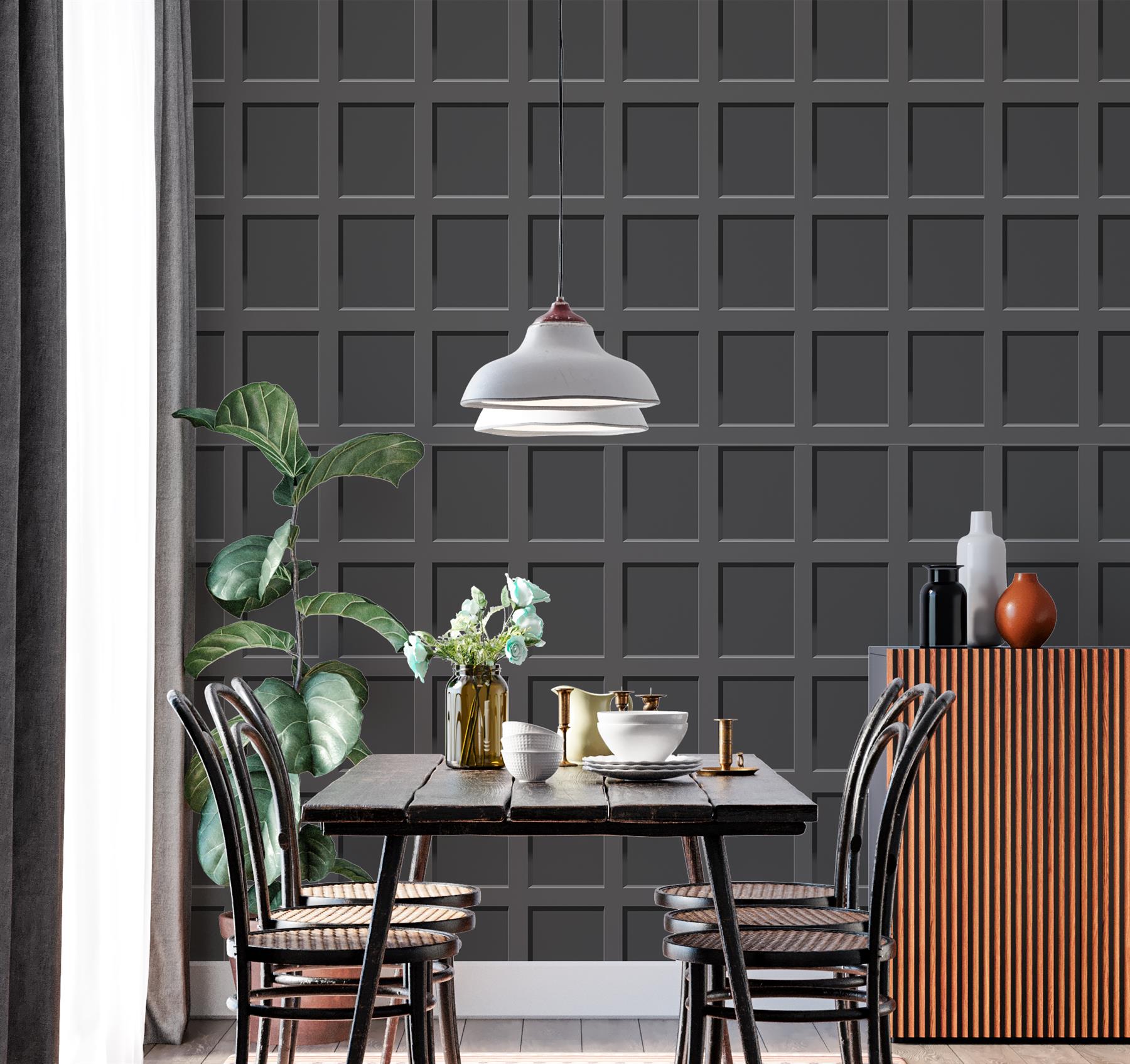 Heritage Wood 3D Effect Panel Wallpaper Debona Blue Grey White Wooden