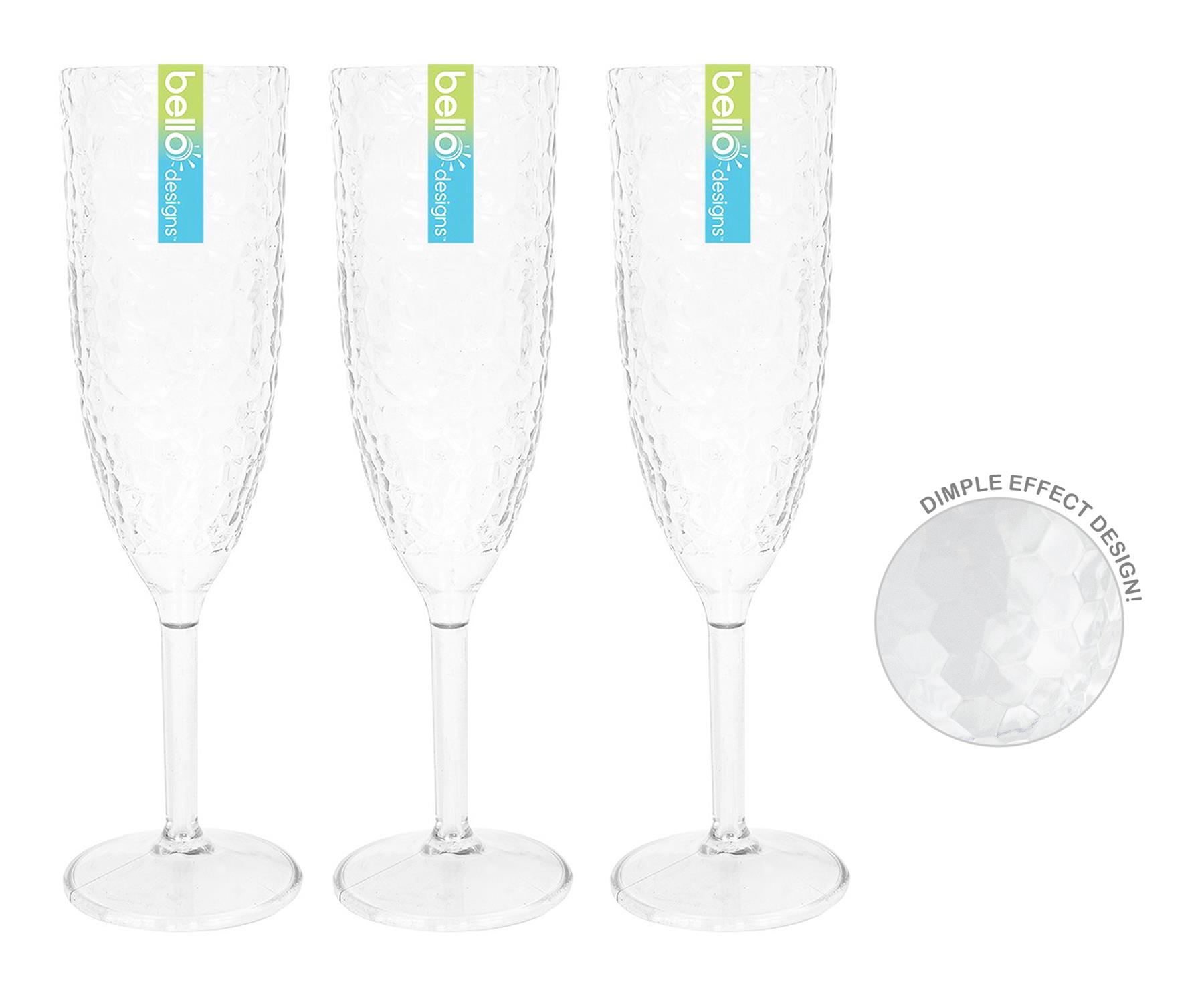 4/6/8/24 Champagne Prosecco Flutes Glasses Set Plastic Embossed Party