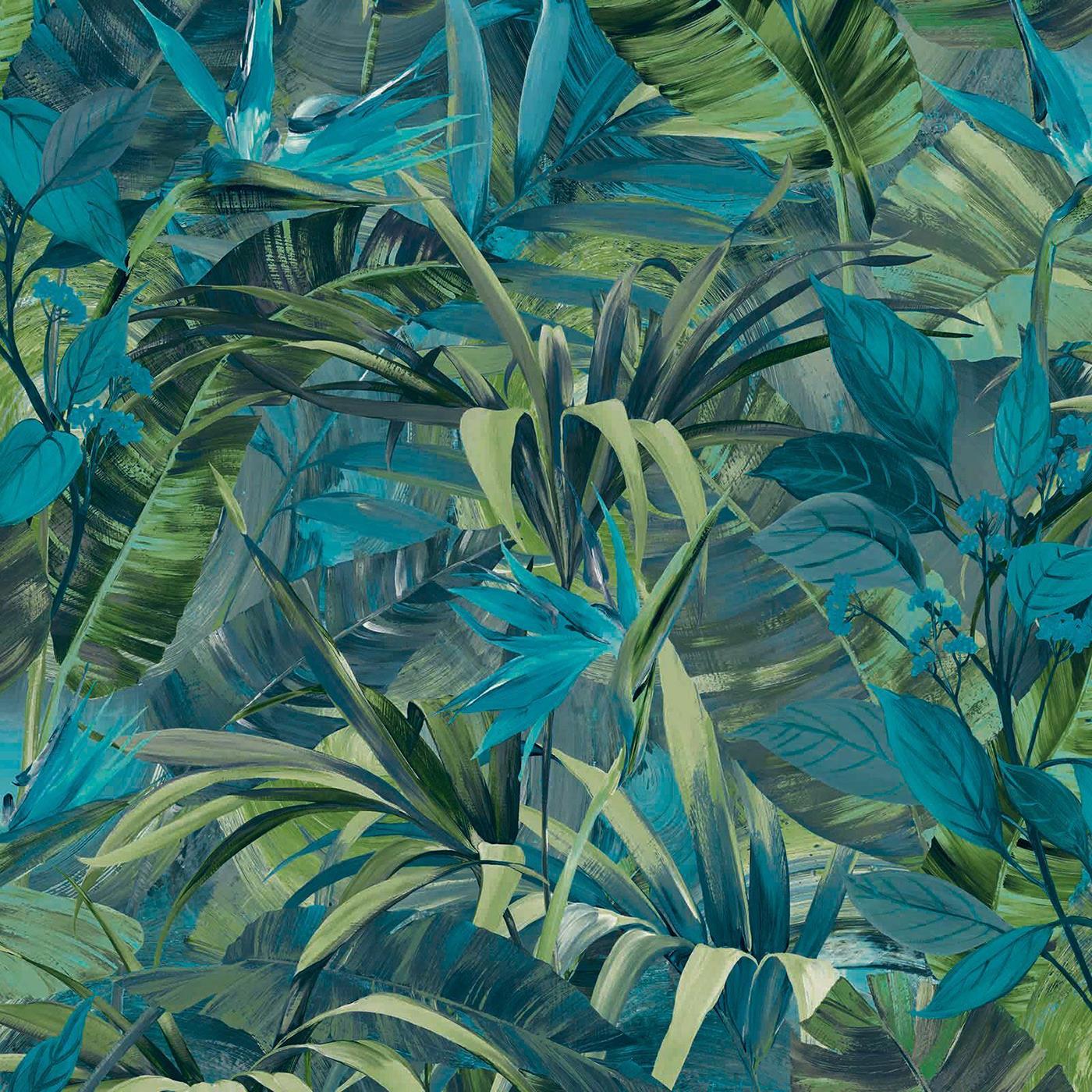 Grandeco Jungle Fever Wallpaper Paste The Wall Vinyl Green Teal