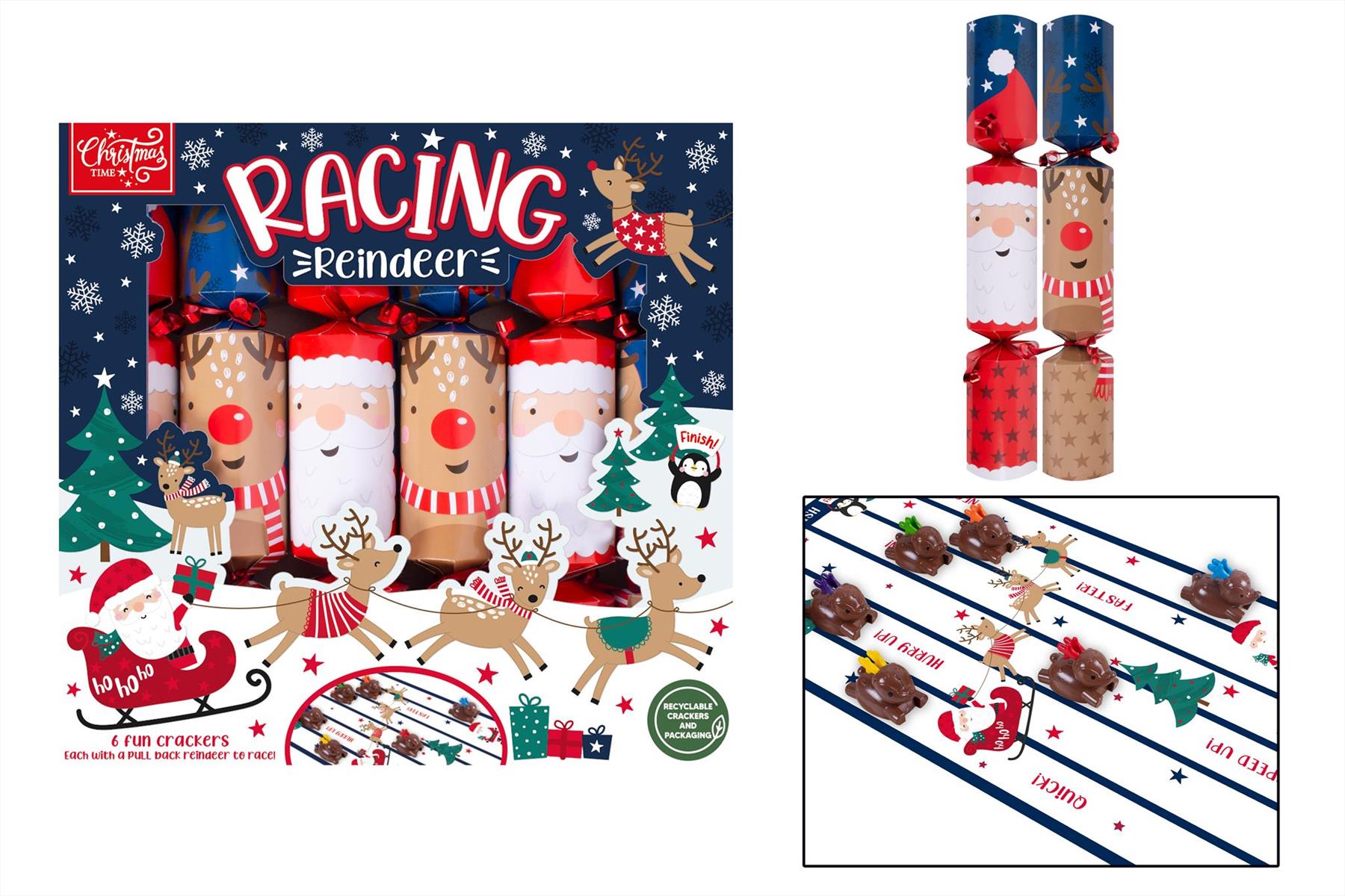 6 Christmas Crackers Family Xmas Eve Game Racing Reindeer , Santa Elf - Picture 6 of 8