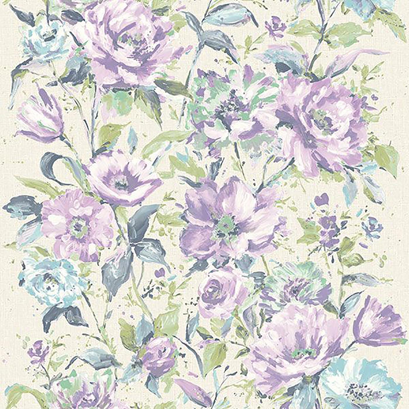 Fiore Floral Wallpaper Grandeco Textured Paste The Wall Blue Lilac Red