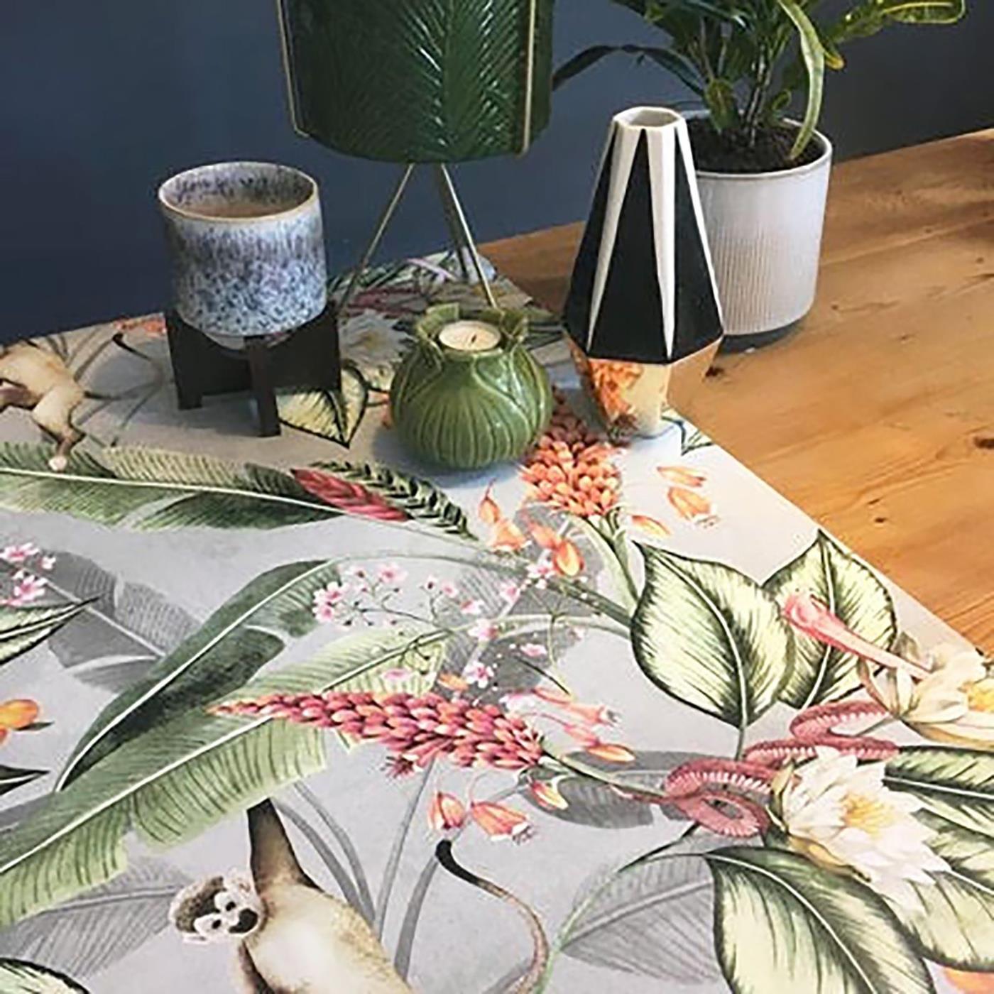 Belgravia Decor Animal Garden Wallpaper Tropical Jungle Animal Green Grey Pink