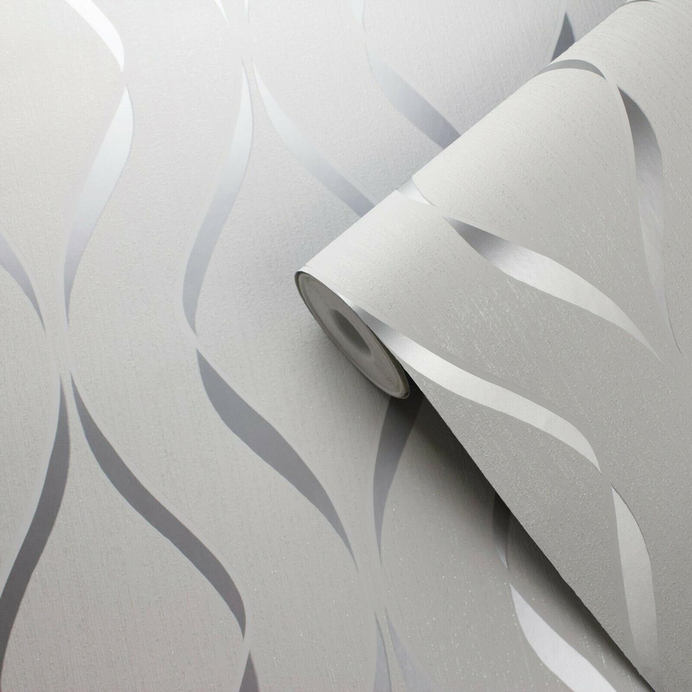 Heavyweight Blown Vinyl Indra Wave Wallpaper Geometric Modern Wallcovering - Picture 16 of 18