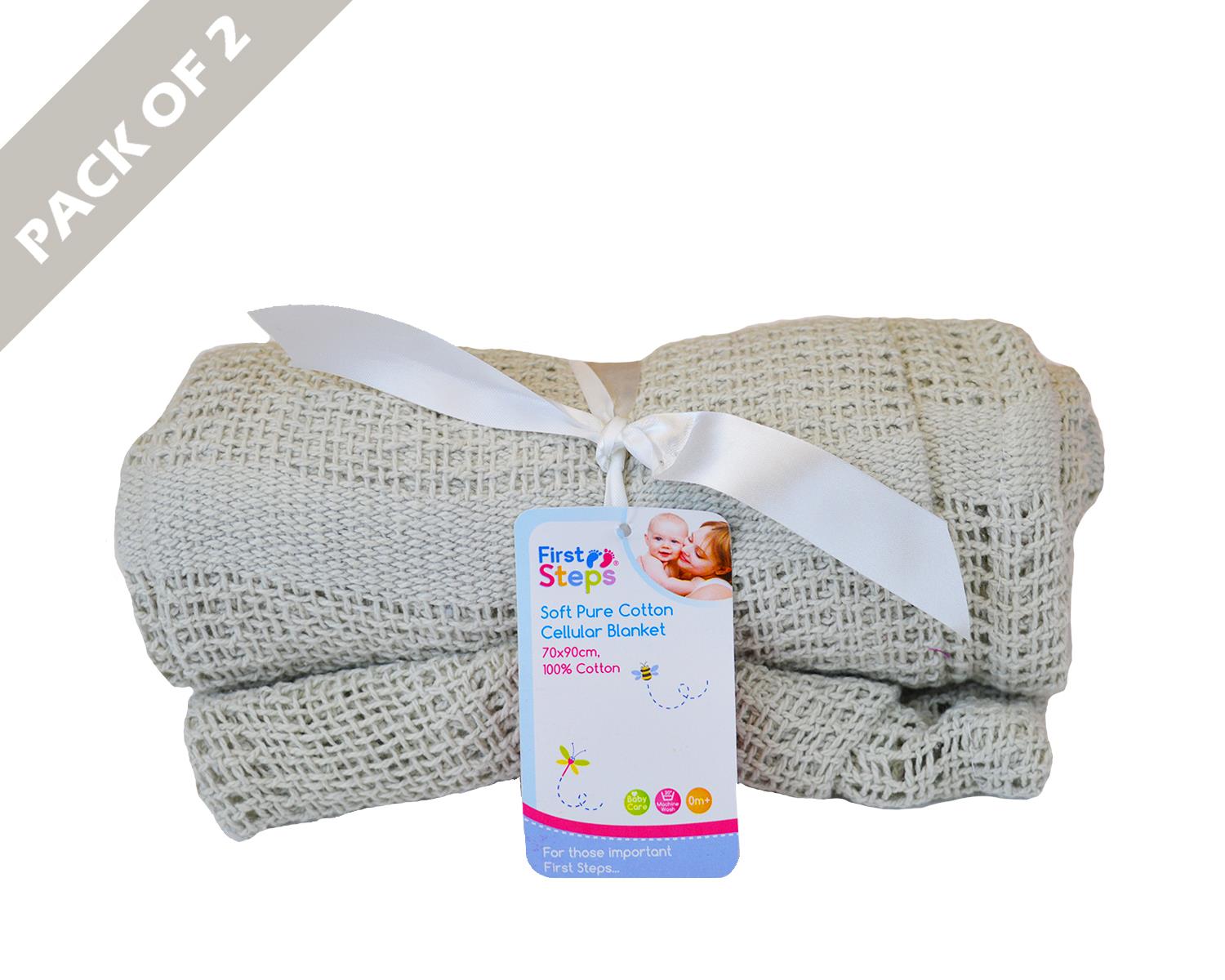 Cellular Blanket Soft Pure 100/% Cotton Baby Comfort Newborn White Pack Of 2