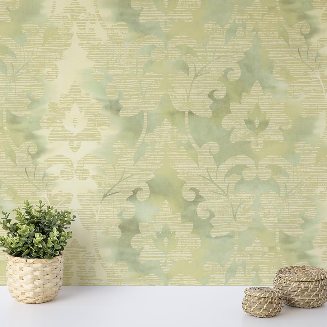 Wallquest Villa Rosa Damask Leaf Wallpaper Floral Leaves Acrylic Coated Stylish - Picture 10 of 25