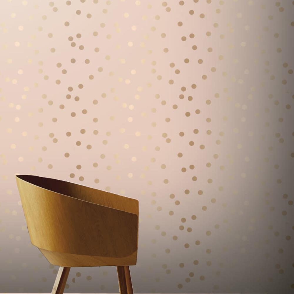 Arthouse 685000 Dotty Blush Pink Rose Gold Metallic Spot Wallpaper