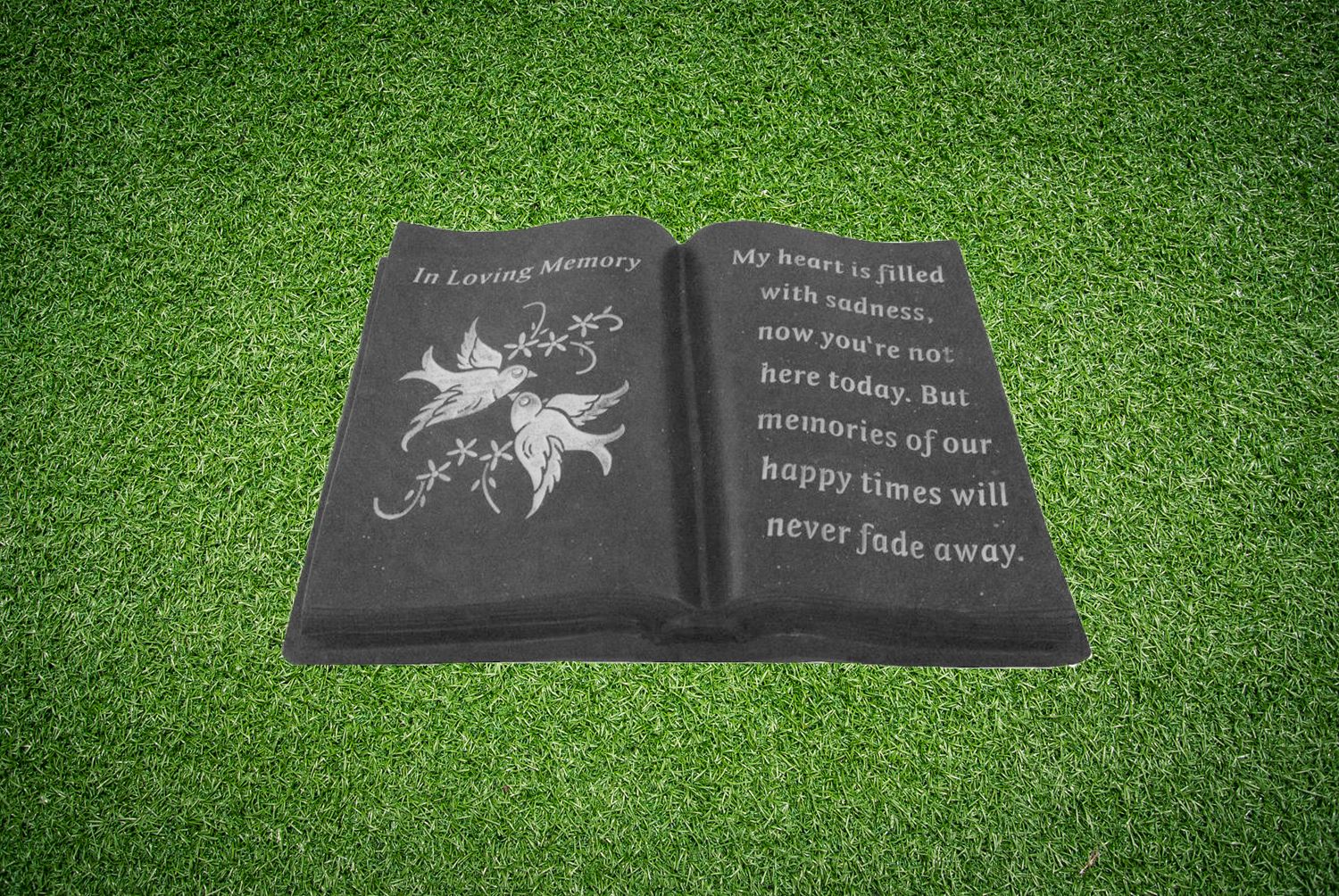 Slate Grey Memorial Dove Book Stone Grave Plaque Ornament Graveside