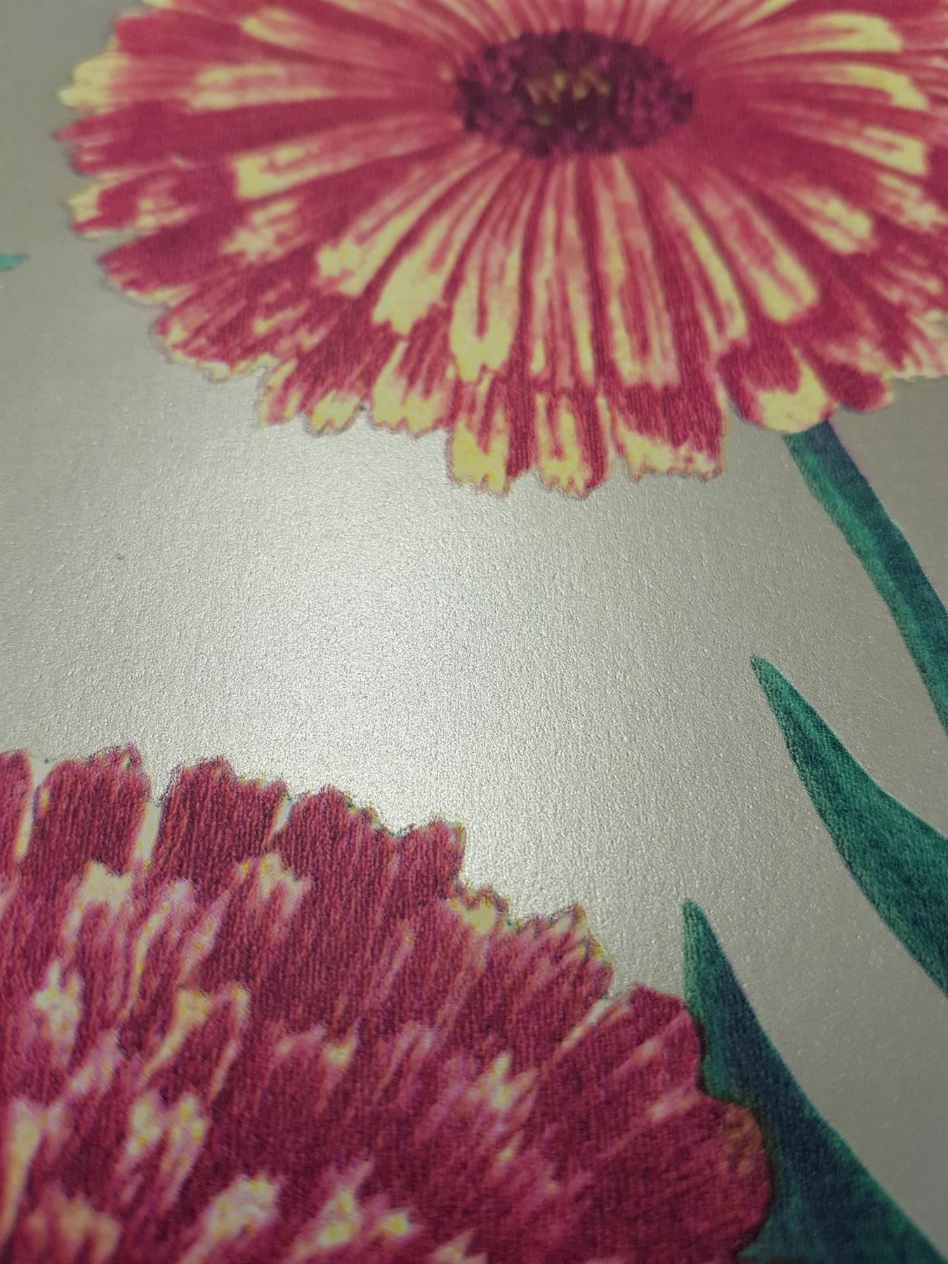 Summer Garden Flower Floral Wallpaper Metallic Sunflower Butterfly Leaf Arthouse