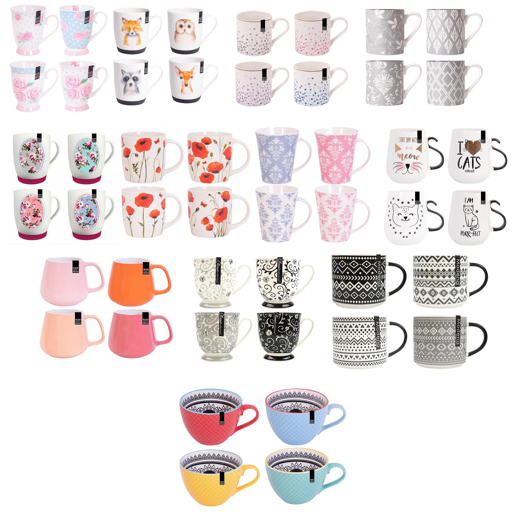 Pack of 6 Clearance Assorted Mugs Random Designs Tea Coffee Latte Soup