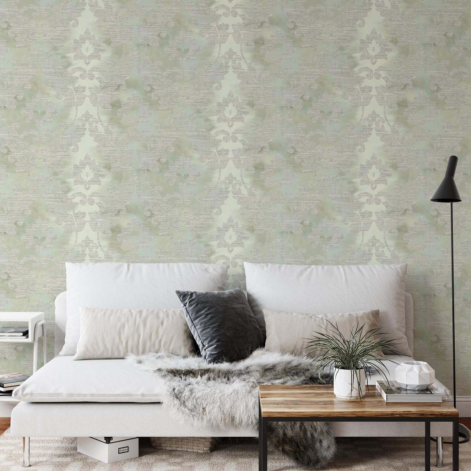 Wallquest Villa Rosa Damask Leaf Wallpaper Floral Leaves Acrylic Coated Stylish - Picture 16 of 25
